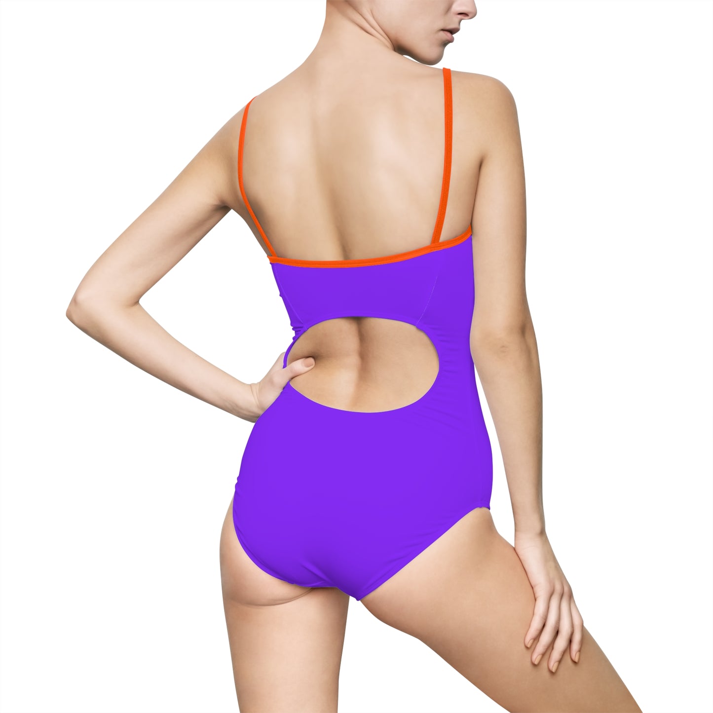 Purple Fan Embelishment Swimsuit