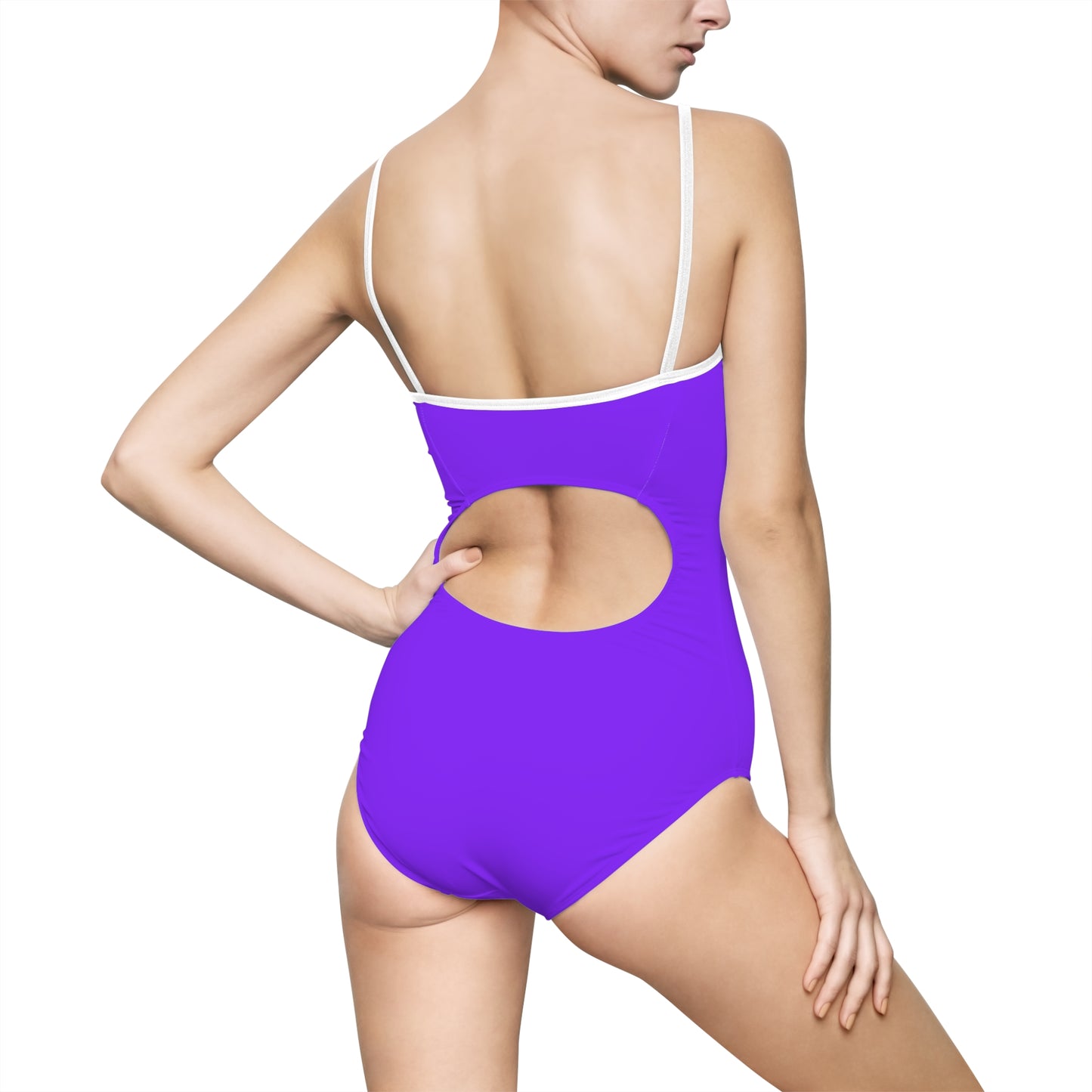 Purple Fan Embelishment Swimsuit