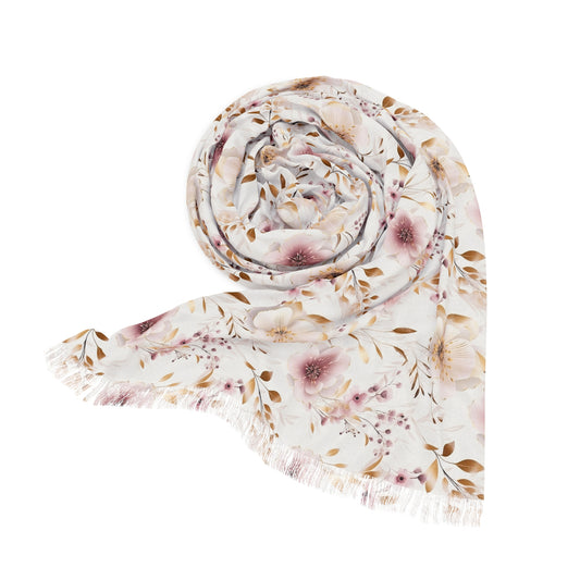 White Floral Lightweight Scarf