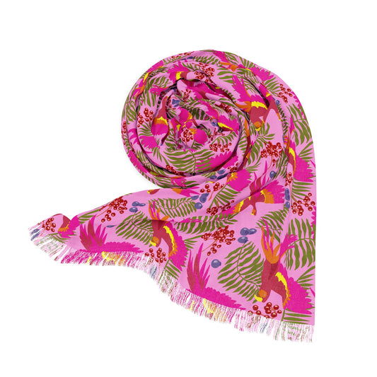 Pink Parrots Lightweight Scarf