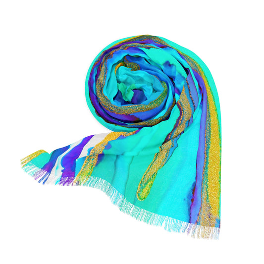 Azure & Gold Lightweight Scarf