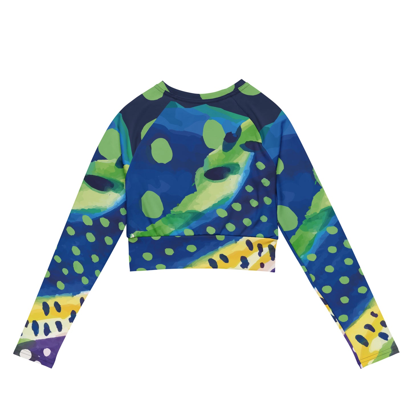 Abstract Recycled long-sleeve crop top