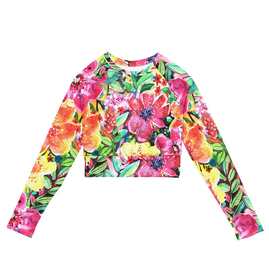 Floral Recycled long-sleeve crop top