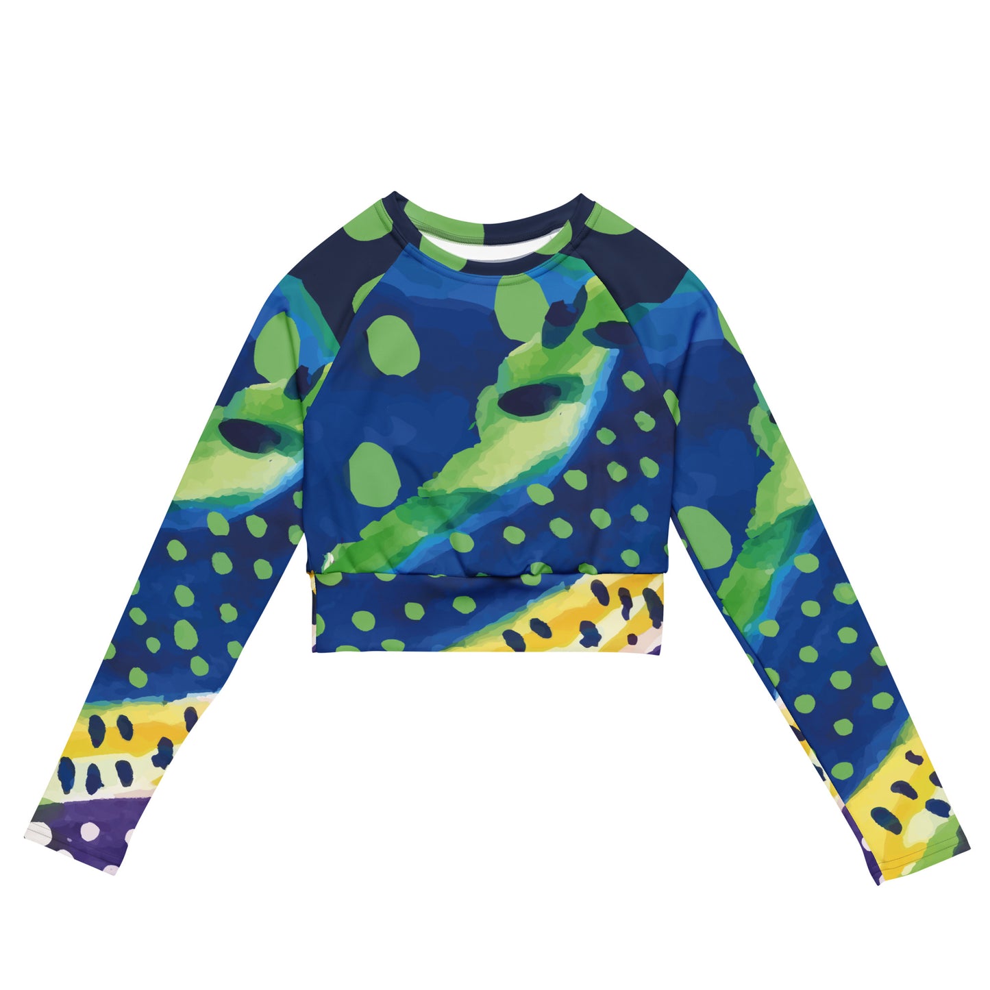 Abstract Recycled long-sleeve crop top