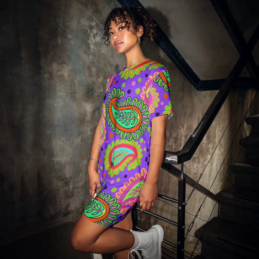 Purple Paisley T-shirt dress